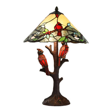 faire-river of goods Accent Lamp Cardinal Stained Glass Lamp Beautiful Piece!  Handmade